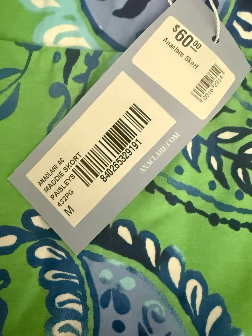 Ava Clare green paisleys Maddie skort NWT